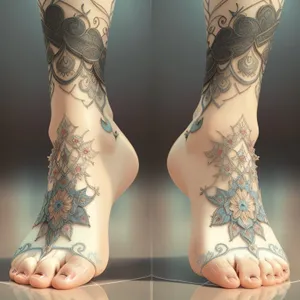 Stylish Tattoo-Adorned Cowboy Boots with Lace