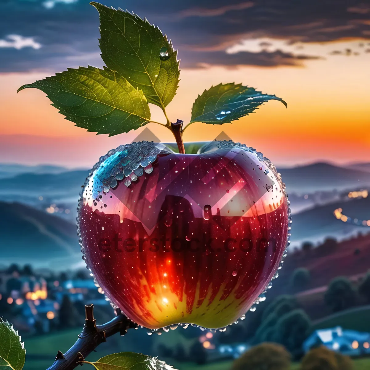 Picture of Juicy Red Delicious Apple in Garden