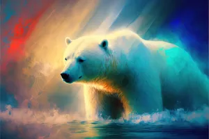 Arctic polar bear in zoo.