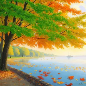 Autumn Maple Trees in Colorful Forest Landscape