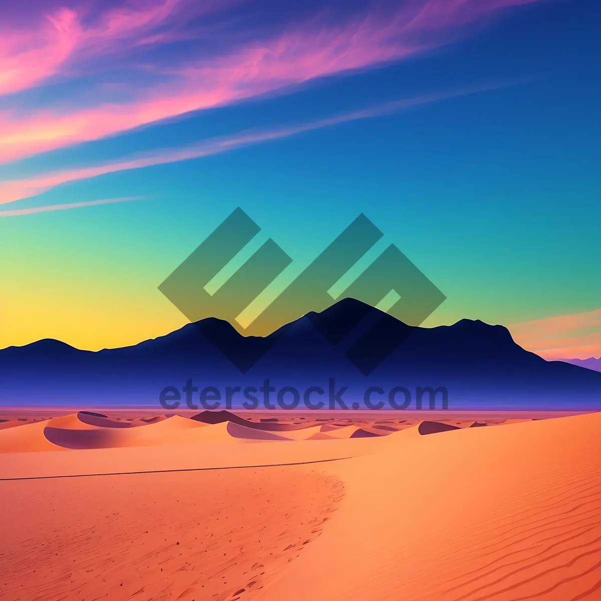 Picture of Vibrant Coastal Sunset Over Desert Dunes