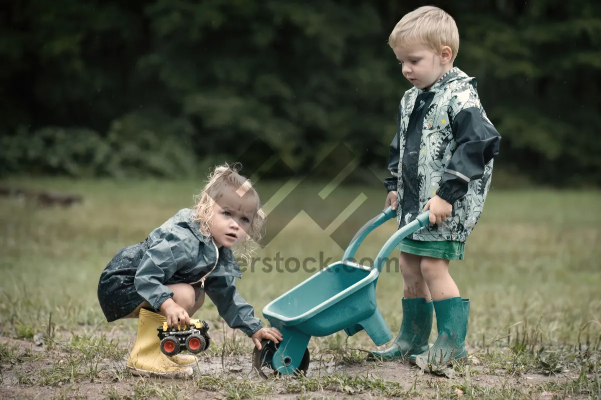 Picture of Joyful mother and son laughing in the park