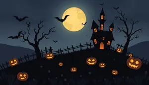 Dark Halloween Night Sky Silhouette Art