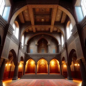 Ancient Cathedral Hall featuring Ornate Altar and Vault.