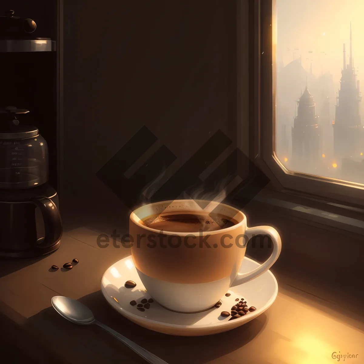 Picture of Mornings made delightful with a steaming cup of espresso.