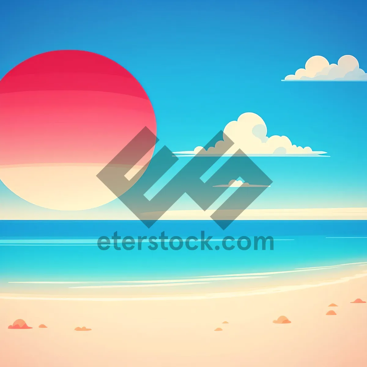 Picture of Vibrant seascapes round icon with glowing flag