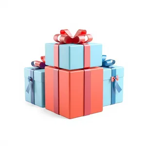 3D Birthday Gift Box with Ribbon and Bow