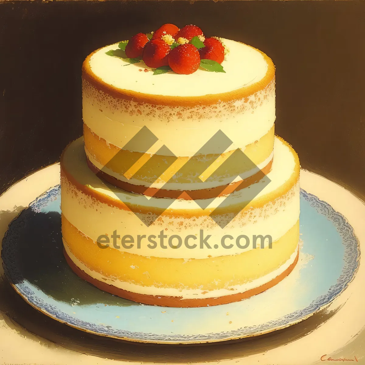 Picture of Delicious Fresh Fruit and Cream Cake Slice