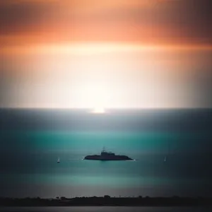 Vibrant Tropical Sunset over Ocean Waves