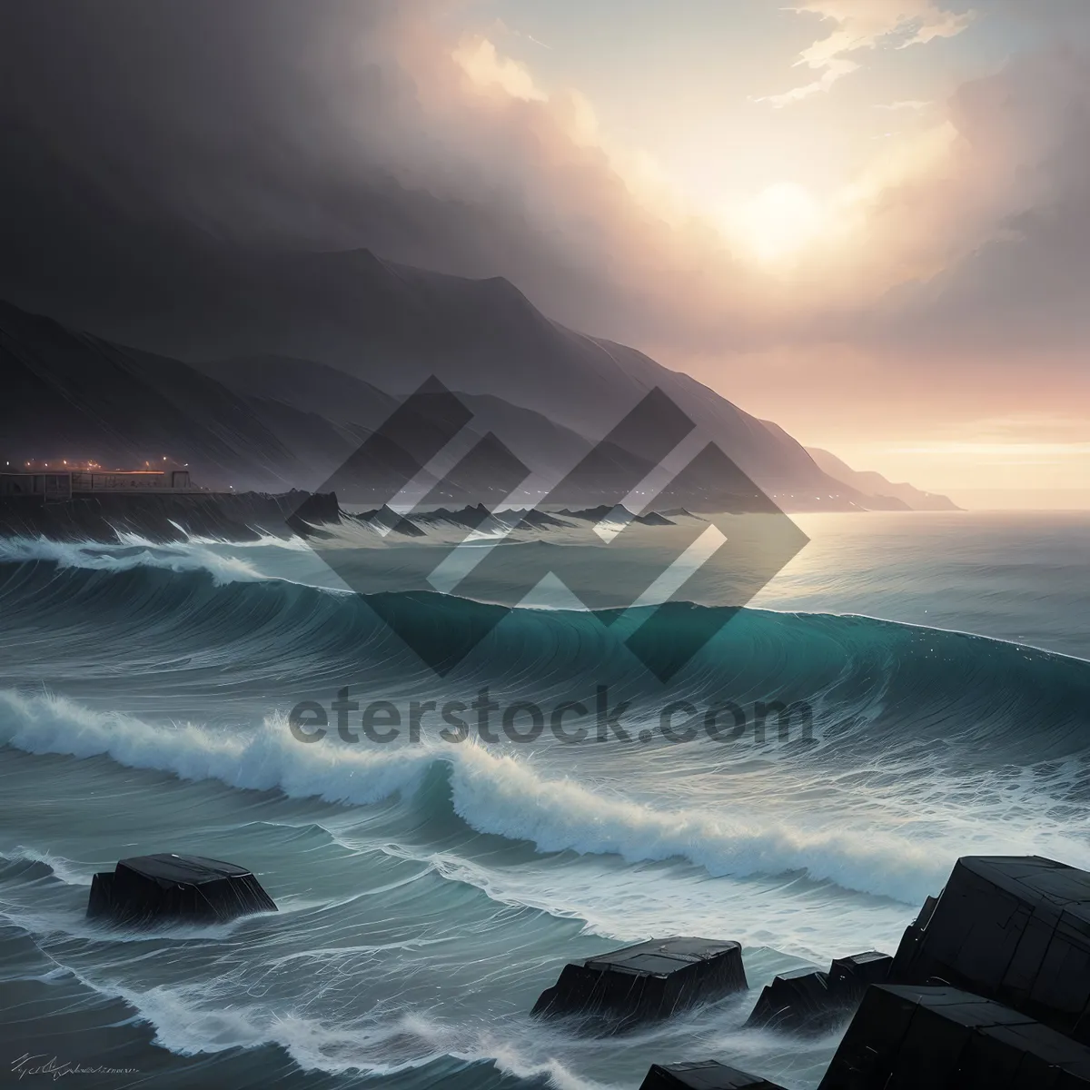 Picture of Serene Sunset Over Tropical Waters