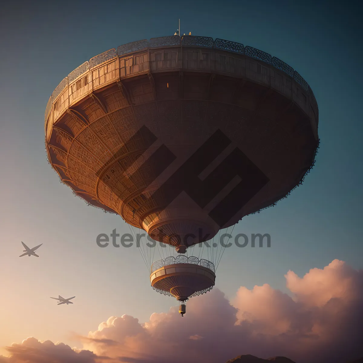 Picture of Colorful Hot Air Balloon Soaring Through the Sky