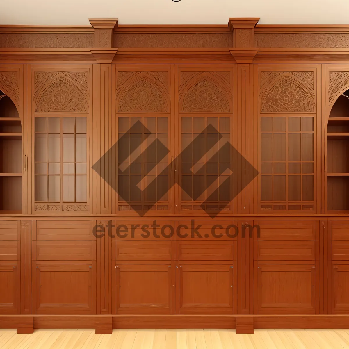 Picture of Modern Wooden China Cabinet with Glass Panel