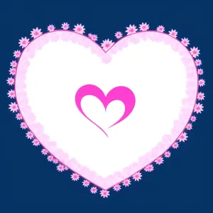 Heart-shaped Valentine's Day graphic with pink decorative pattern
