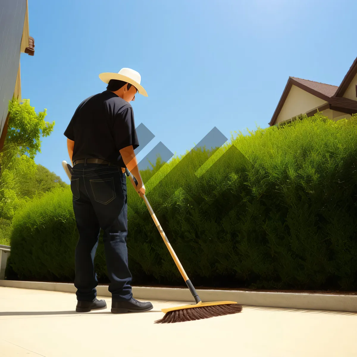 Picture of Active Golfer Cleaning Golf Ball on the Course