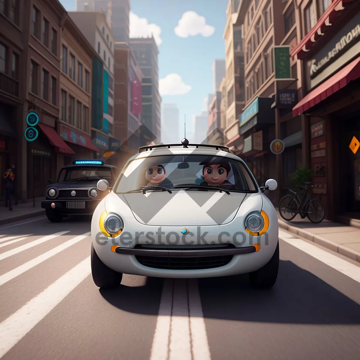 Picture of Urban Traffic: Electric Car Speeding on City Street