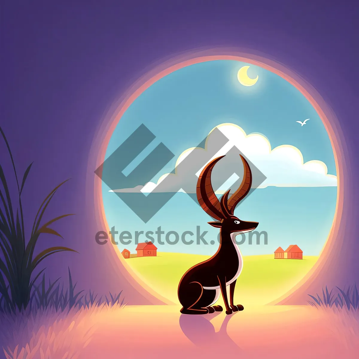 Picture of Majestic Moonlight: Caribou Silhouette Holiday Card