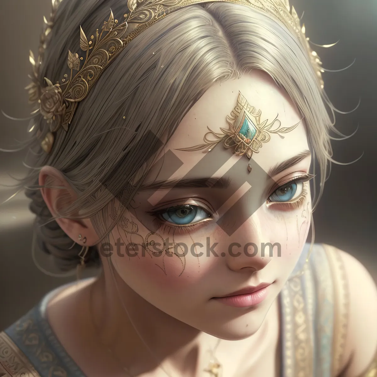 Picture of Enchanting Masked Beauty in Regal Crown