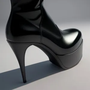 Black Leather High Heel Shoe Pair