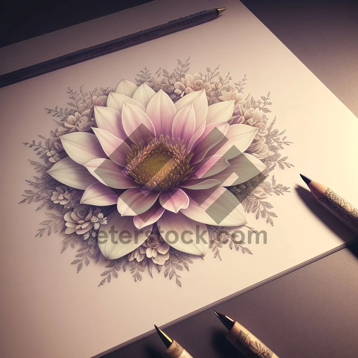 Picture of Floral Envelope Notebook with Paper Design