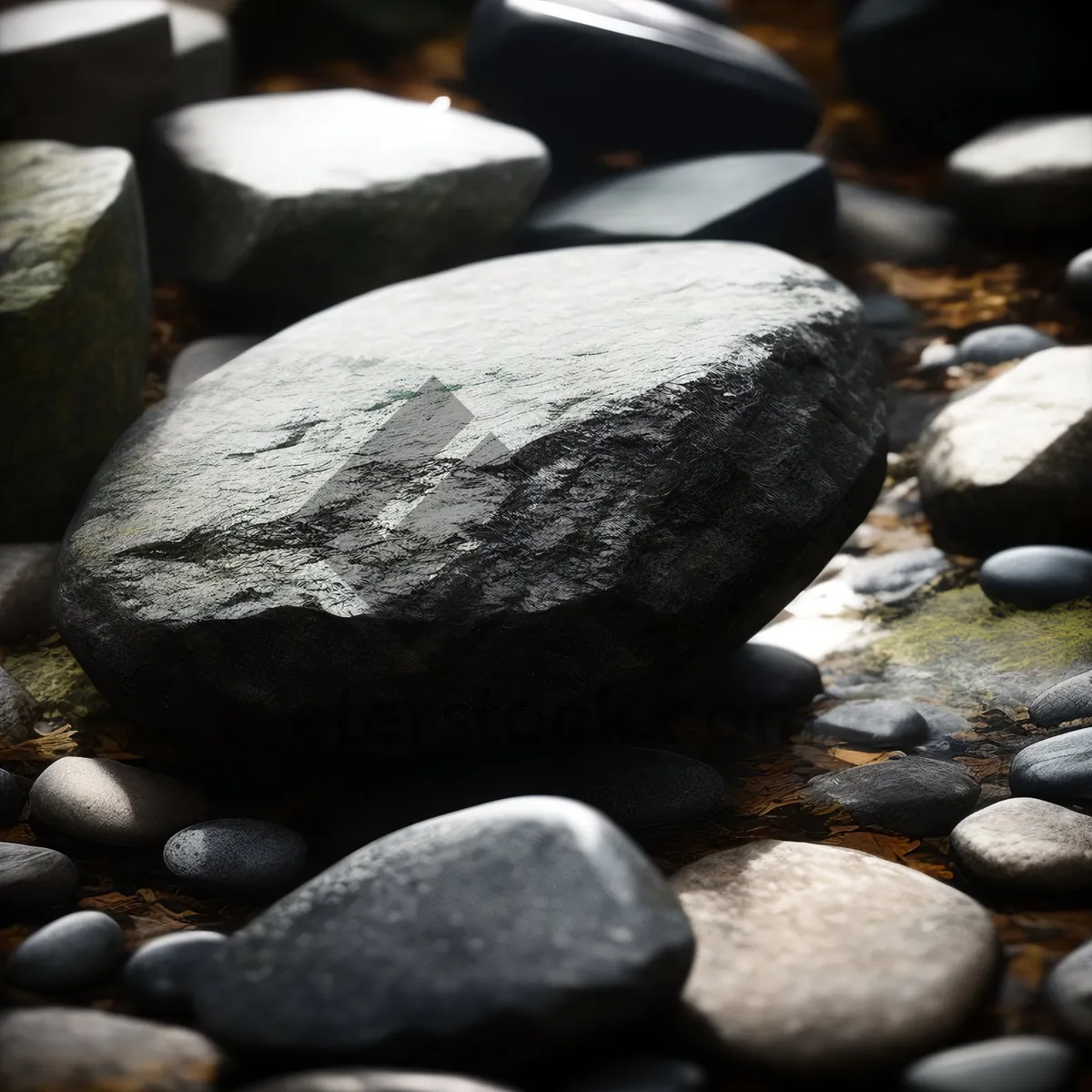 Picture of Waterfront rocks with mollusks and pebbles