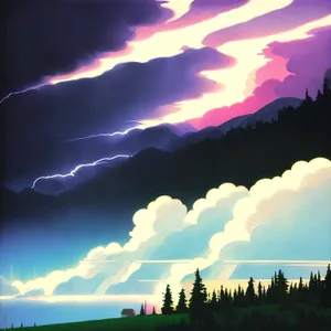 Sunset Serenity Over Majestic Mountain Landscape