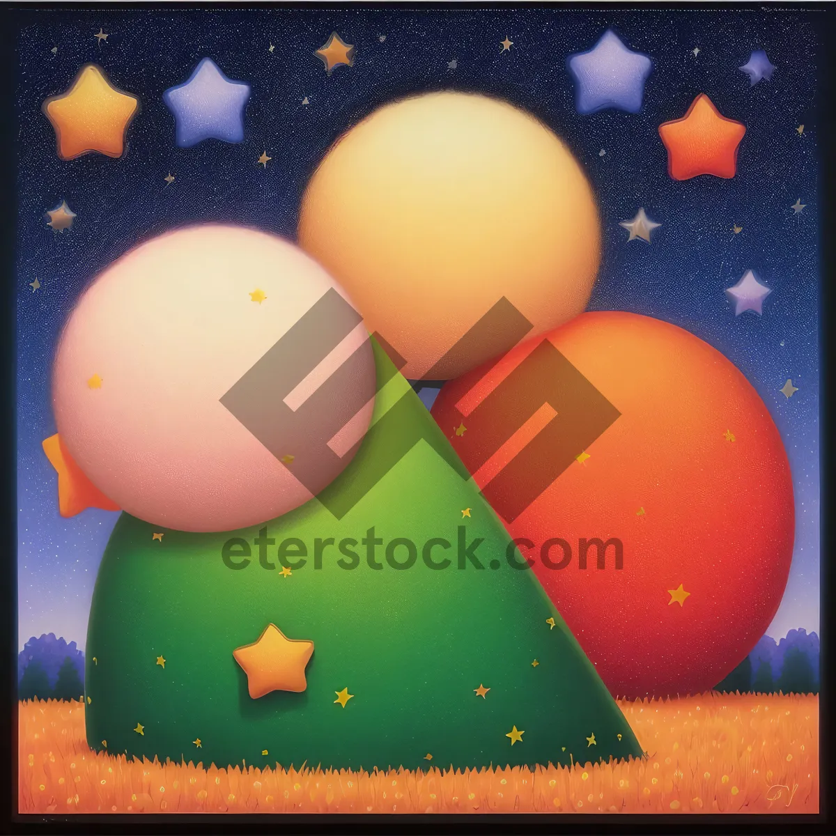 Picture of Colorful Easter egg decorations on table - Celebration symbol