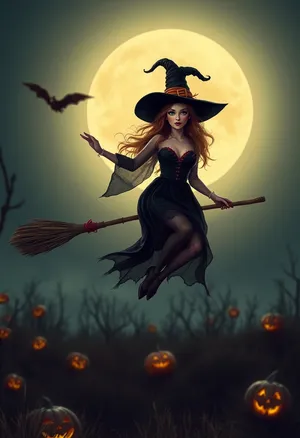 Sexy Sorcerer Dancing under Moonlight Silhouette