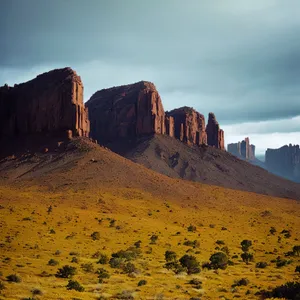 Scenic Canyon Landscape with Majestic Desert Mountains