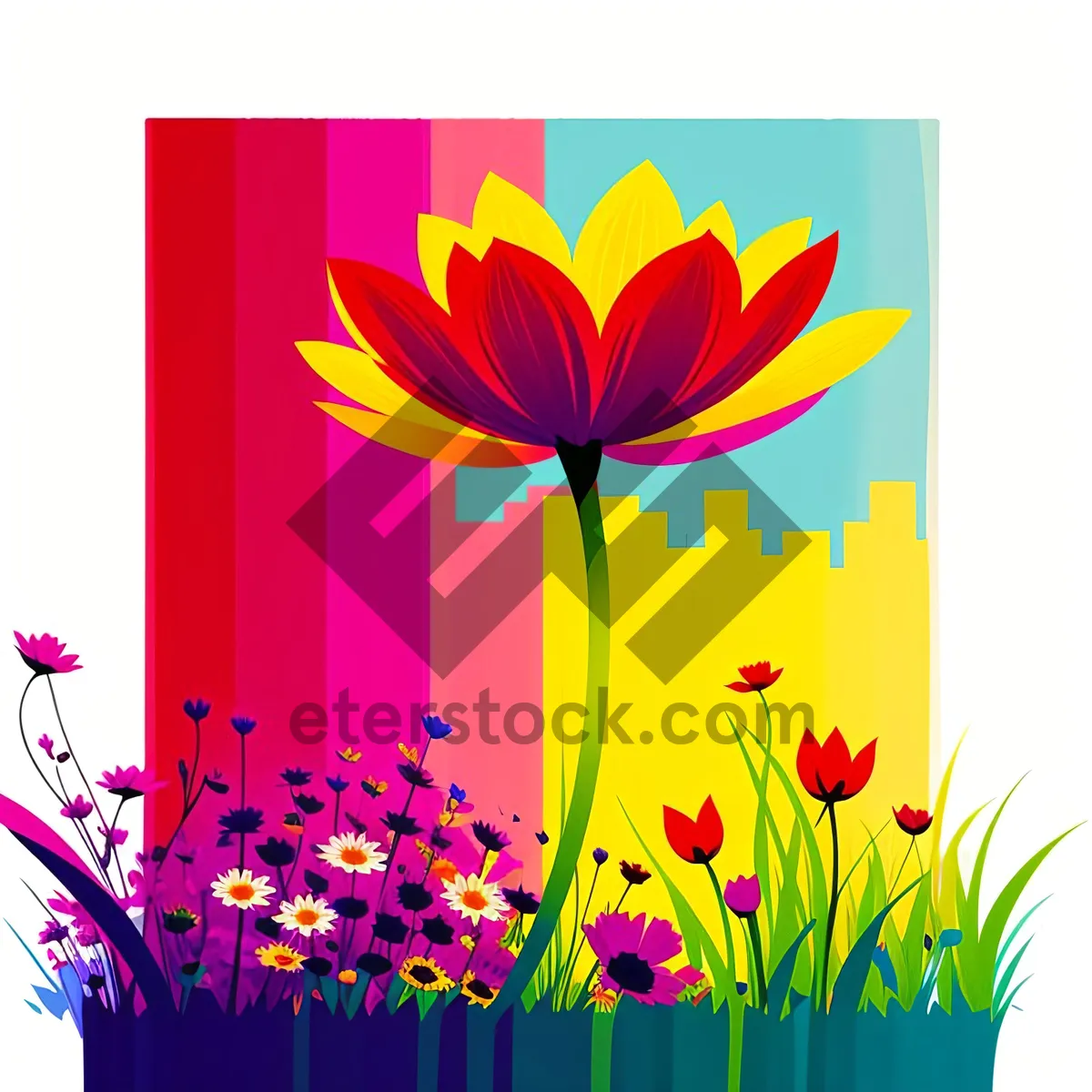 Picture of Floral Tulip Decoration for Holiday Greeting Card