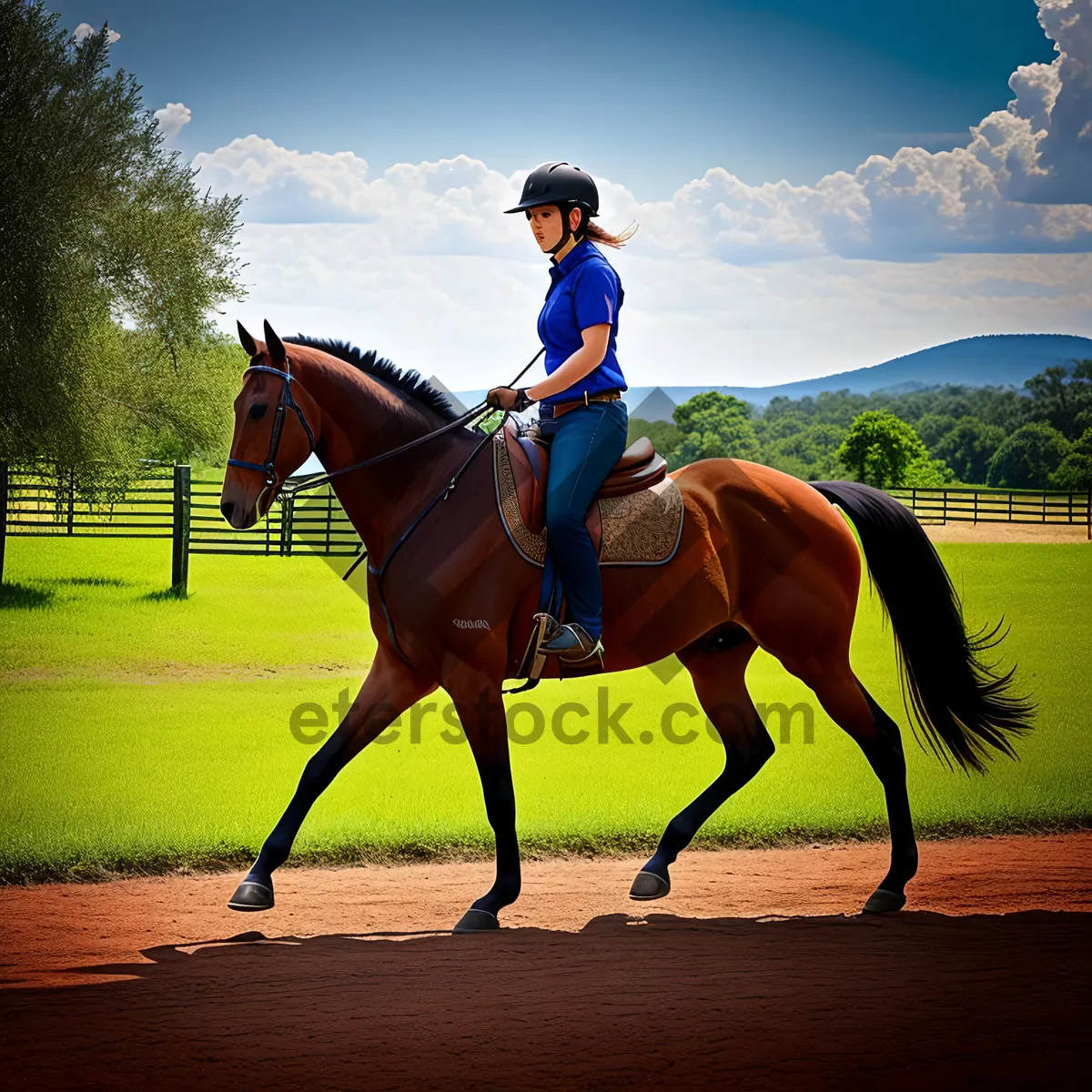 Picture of Thoroughbred Stallion with Polo Mallet