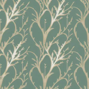 Floral Damask Retro Wallpaper Design with Bamboo