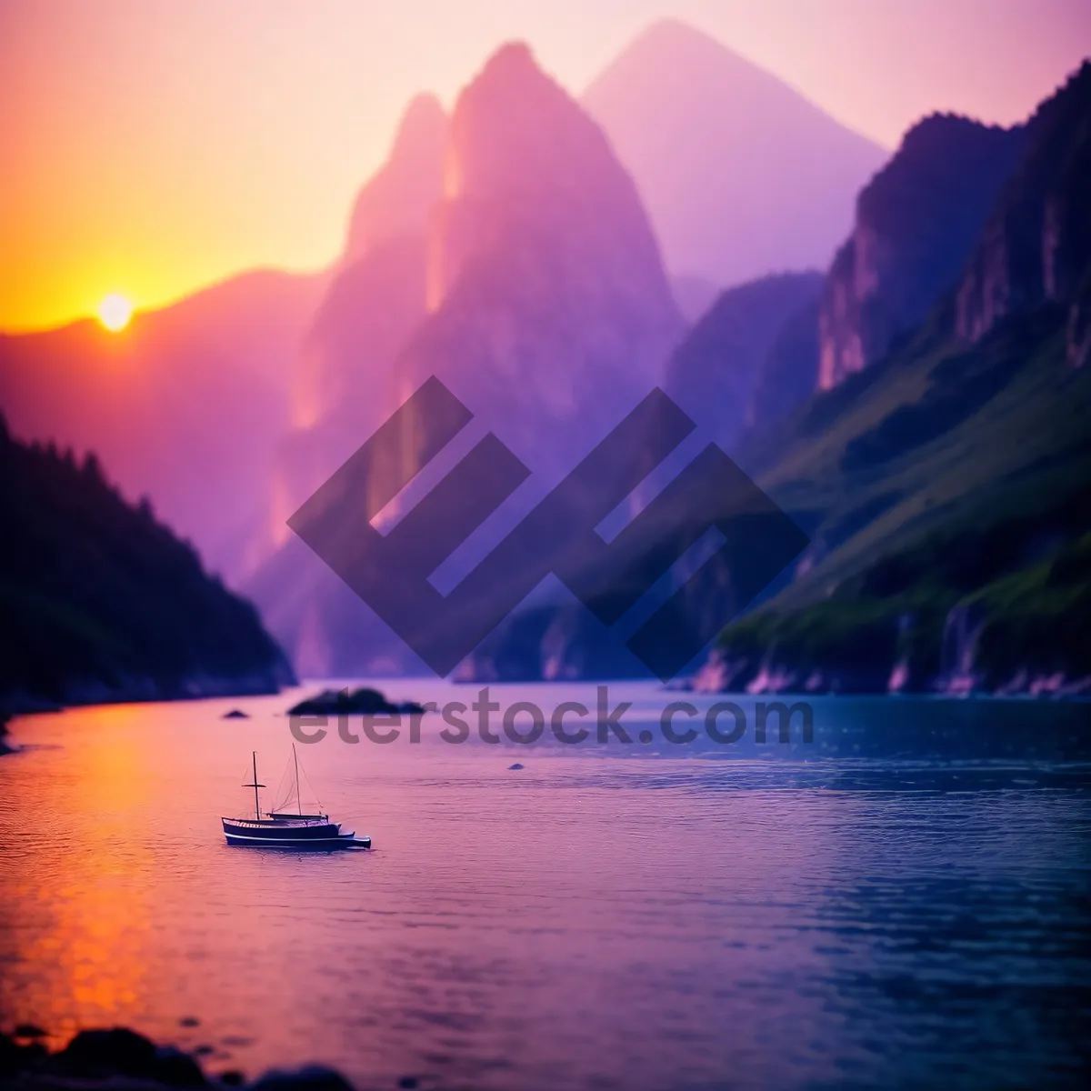 Picture of Majestic Sunset Over Tranquil Lake