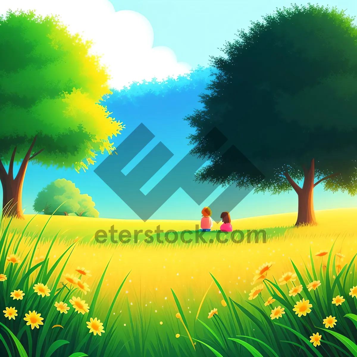 Picture of Sun-kissed Dandelion Meadow in a Vibrant Landscape