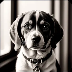 Adorable Black Beagle Puppy on Leash