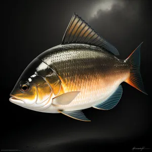 Colorful Finned Fish Swimming in Aquarium