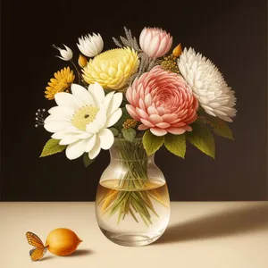 Floral Bouquet in Pink Vase with Garlic