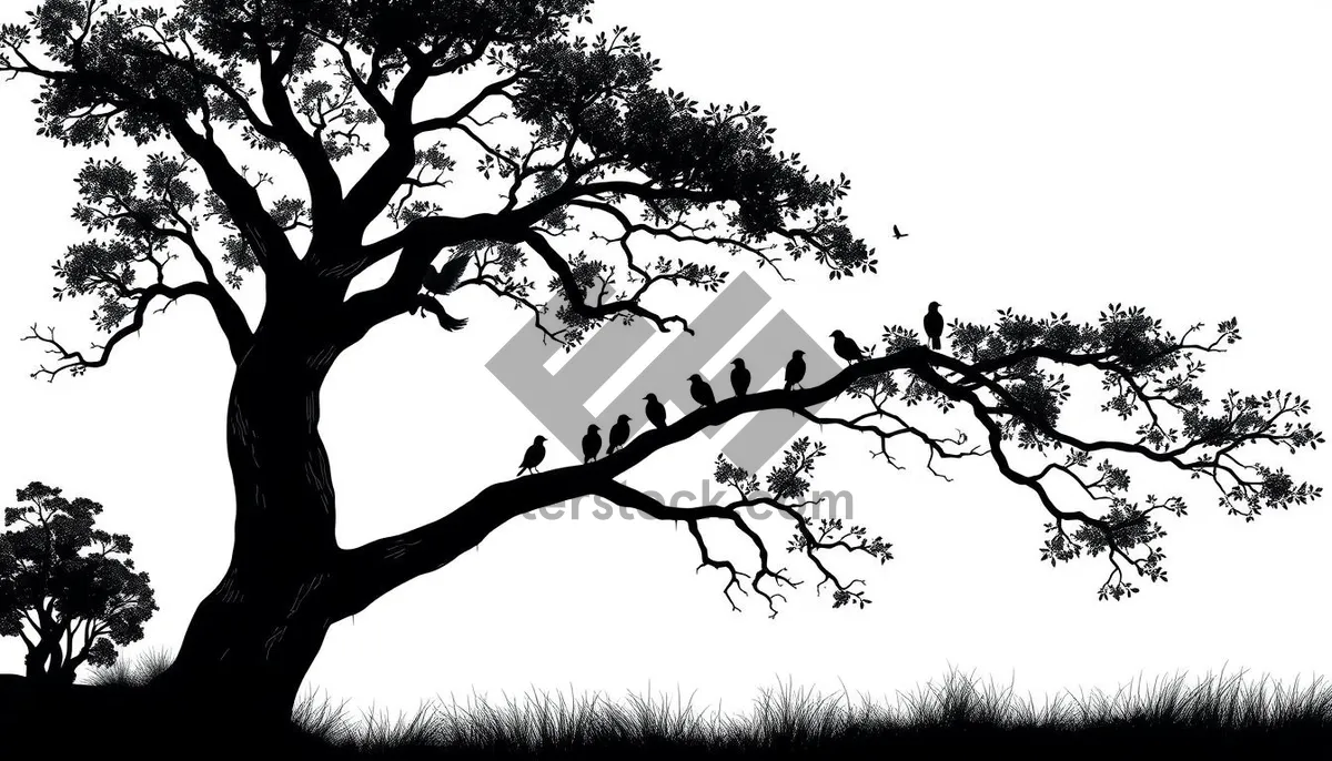 Picture of Silhouette of oak tree against sky in forest landscape