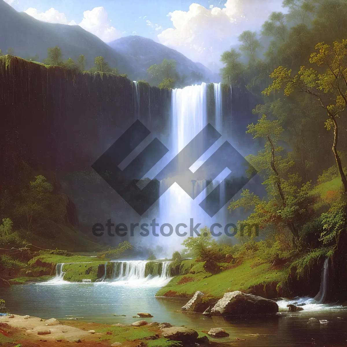 Picture of Enchanting Wilderness Waterfall amidst Serene Forest