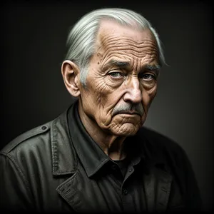Serious elderly man portrait bust