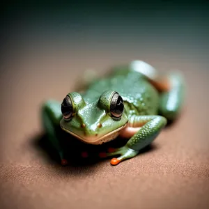 Vibrant Orange Eyed Tree Frog - Close-Up Wildlife Shot