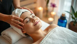 Pretty lady smiling during spa treatment massage.