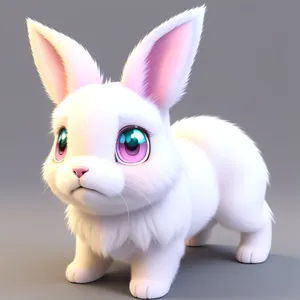 Cute Fluffy Bunny with Funny Ears