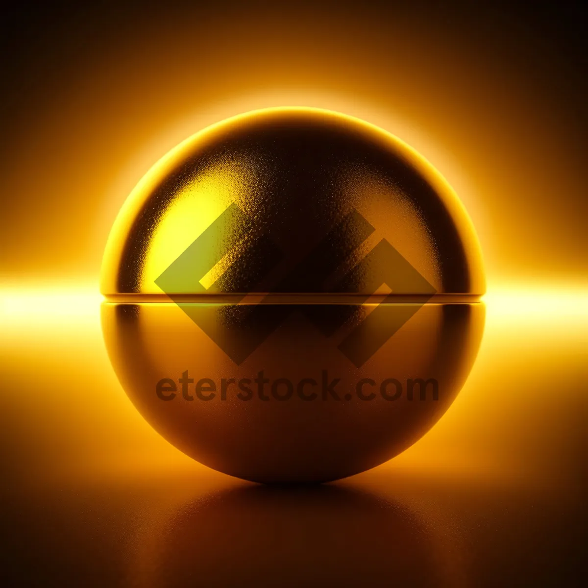 Picture of Shiny Glass Button Icon Sphere with Bright Orange Reflection