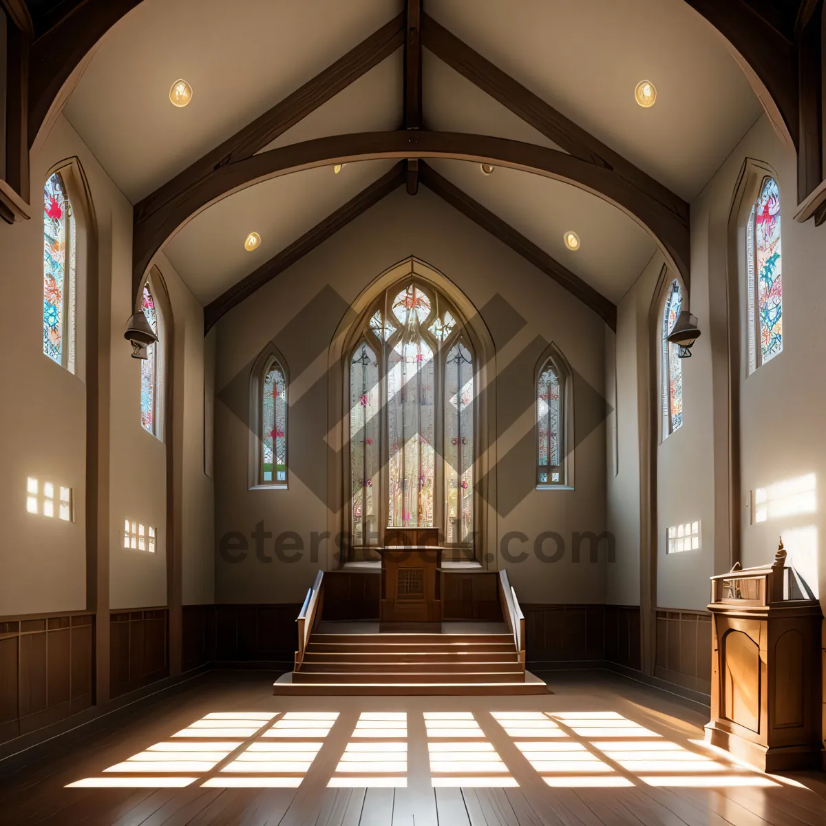 Picture of Historic Cathedral Interior with Majestic Vaulted Ceiling