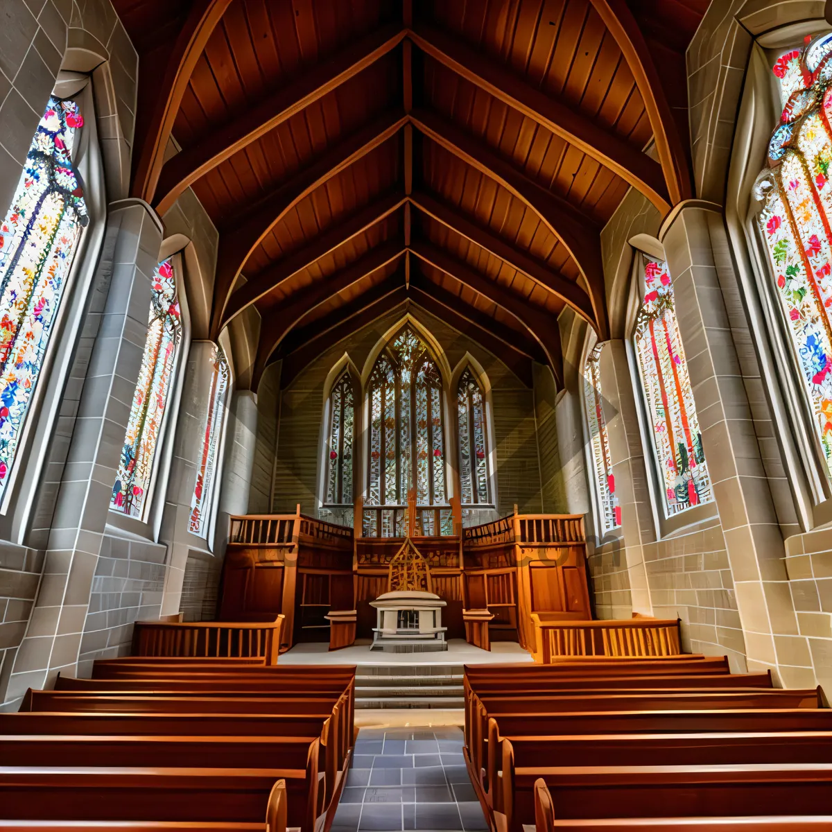Picture of Stunning Gothic Cathedral Interior with Historic Altar
