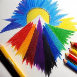 Colorful Pencil Palette Rainbow Bright Wooden Row