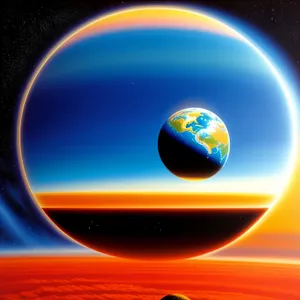 Cosmic Orb: A 3D digital artwork of a celestial planet in space.