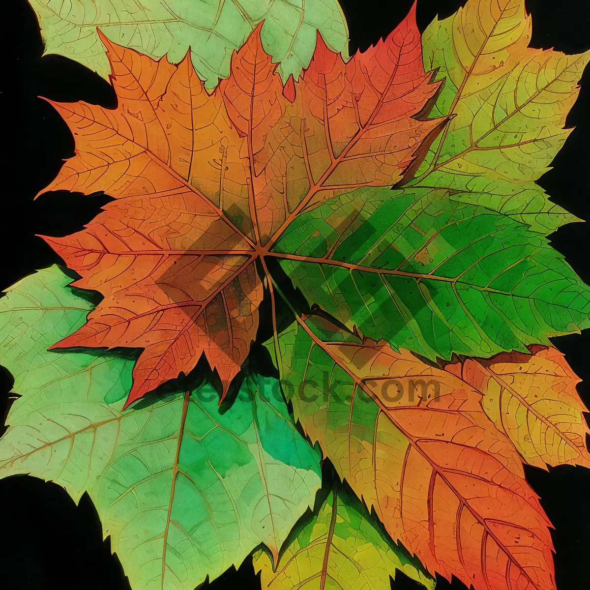 Picture of Vibrant Autumn Leaves in a Maple Forest