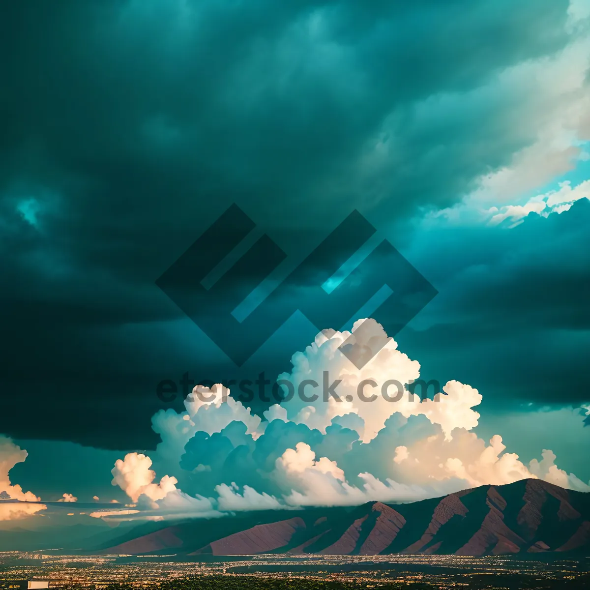 Picture of Vibrant summer sky with fluffy clouds