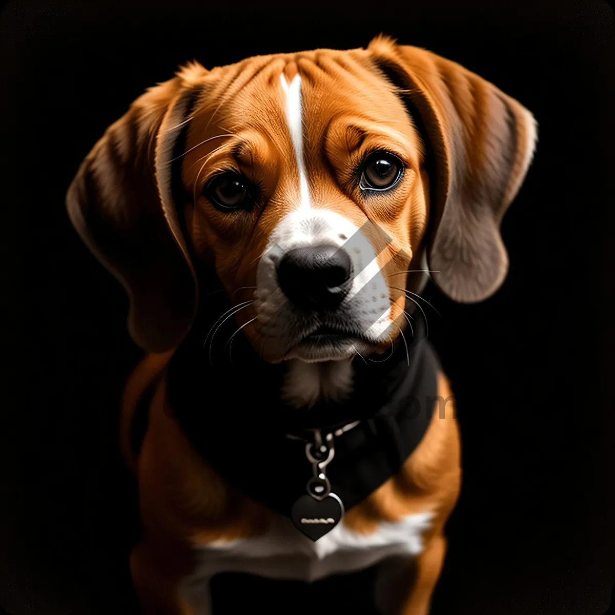 Picture of Adorable Beagle Puppy with Stylish Collar